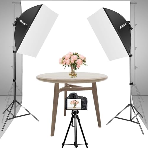 EMART Softbox Set 50 x 70cm, Softbox Beleuchtung Kit 85W 3000-6000K Dimmbare LED für Video, Fotografie, Studio Porträts