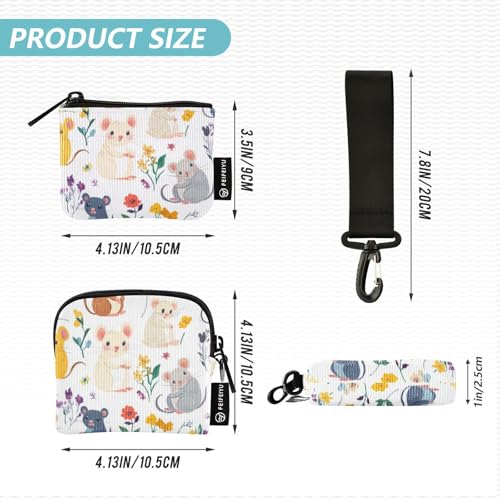 Cartoon Cute and Colorful Mice Women's Change Wallet Card Cases Large Capacity Business Card Holder with Wristlet Strap for Ladies 2 Packs Porta tarjetas de crédito4