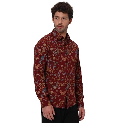 Image of MUFTI Men's Printed Slim Fit Cotton Casual Shirt with Spread Collar & Full Sleeve(Also Available in Plus Size) |Cotton Casual Shirt for Men | Casual Shirt for Men