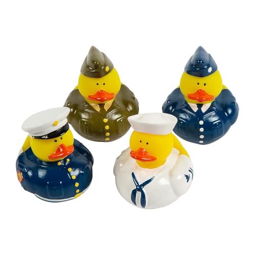 Image of Fun Express Military Rubber Ducks Bulk 12 Pack - Army Party Favors for Kids Birthday & Classroom Prizes | Patriotic Rubber Duckies Set | Small Toys for Treasure Box, Carnival Prizes & Pinata Stuffers