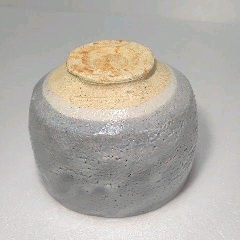 茶道具 抹茶茶碗 (鼡志野) 藤原 一門 （ガラス製抹茶碗 水崎長寿 義 