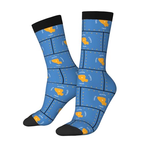 Flag of Santa Clara County, California Socks For Men Women Outdoor Sports Running Hiking Wicking Crew Socks