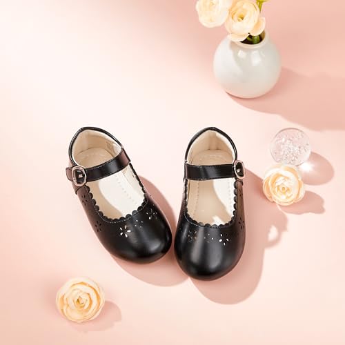 Image of PHIRAMIN Toddler Flower Girl Dress Shoes - Little Girl Mary Janes Flats Wedding