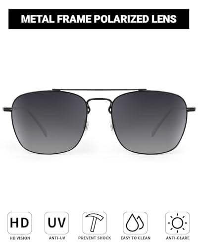 Image of JIM HALO Retro Square Aviator Sunglasses Premium Glass Lens Flat Metal Eyewear Men Women