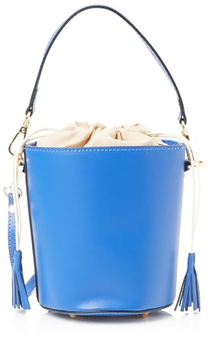 Sac à bandoulière ZITHA en cuir bleu, l'excellence d'un grand sac seau pour femme