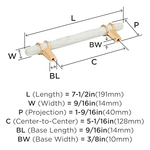 Image of Amerock 5-1 /16 inch Carrione Marble White /Champagne Bronze Drawer Pull