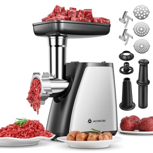 AAOBOSI Fleischwolf, 3-in-1 Elektrischer Fleischwolf [2800 W max]...