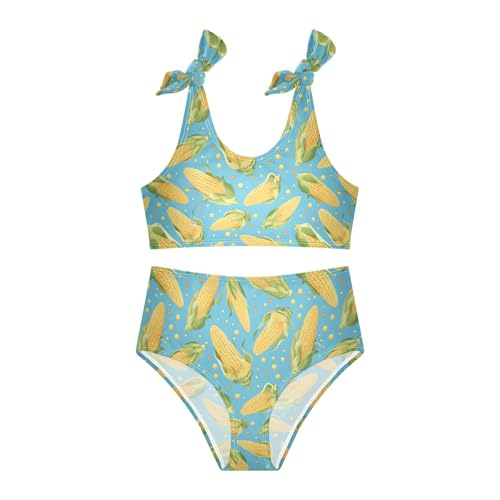 Image of Wusikd Pink Bows Girls Swimsuits Two Piece Hearts Ribbons Swimwear Bikini Set for for Girls Size 11-12T
