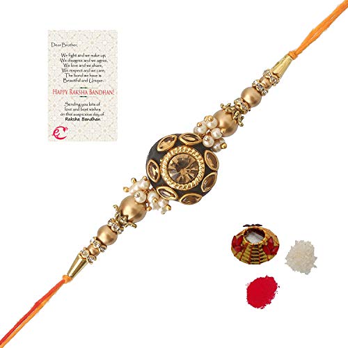 Image of eCraftIndia Blessing Lord Ganesha Rakhi for Brother Bhaiya | Raksha Bandhan Rakhi for Bhai