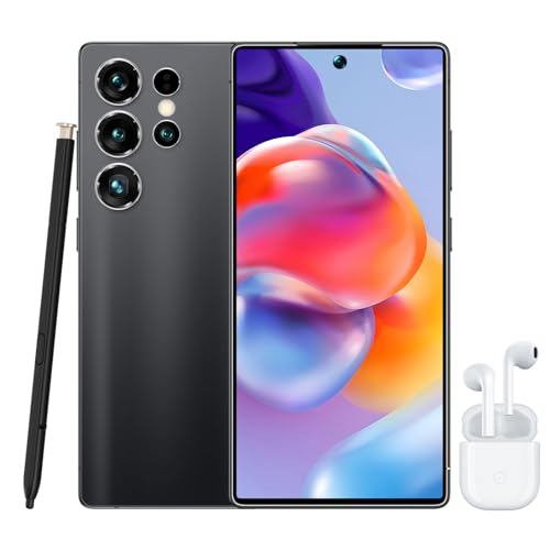 Telefono Movil,4G Smartphone con Stylus pen & Auriculares Inalambricos Bluetooth,Telefonos Moviles Libres Baratos con 6.8'HD,4GB+64GB,3800mAh,Android 12,Dual SIM/Face ID/GPS,Regalos Hombre Mujer-Negro