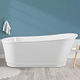 FerdY Langkawi 67' Acrylic Freestanding Bathtub, White Modern Stand Alone Soaking Bathtub, cUPC...