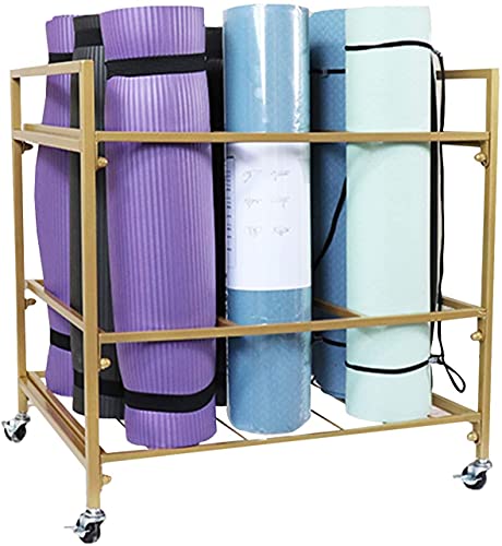 AEGCAOJH Carrito Grande para almacenar esterillas de Yoga con Ruedas, Estante de Almacenamiento para Gimnasio, Organizador de Rodillos de Espuma de Metal para el hogar y el Club de Fitness,