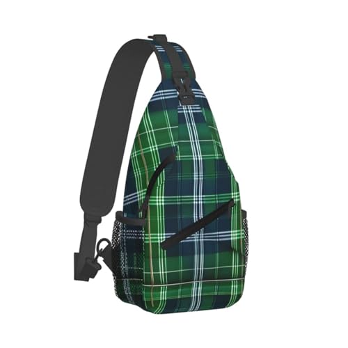 Mochila bandolera estampada tartán escocés azul miniatura 2