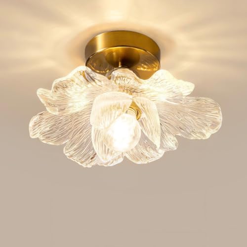 Plafonnier vintage à fleurs avec base métallique robuste 25 cm