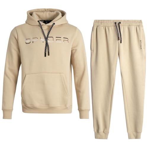 Spyder Men's Sweatsuit Set - 2 Piece Performance Fleece Pullover Hooded Sweatshirt and Jogger Sweatpants for Men (S-XXL)