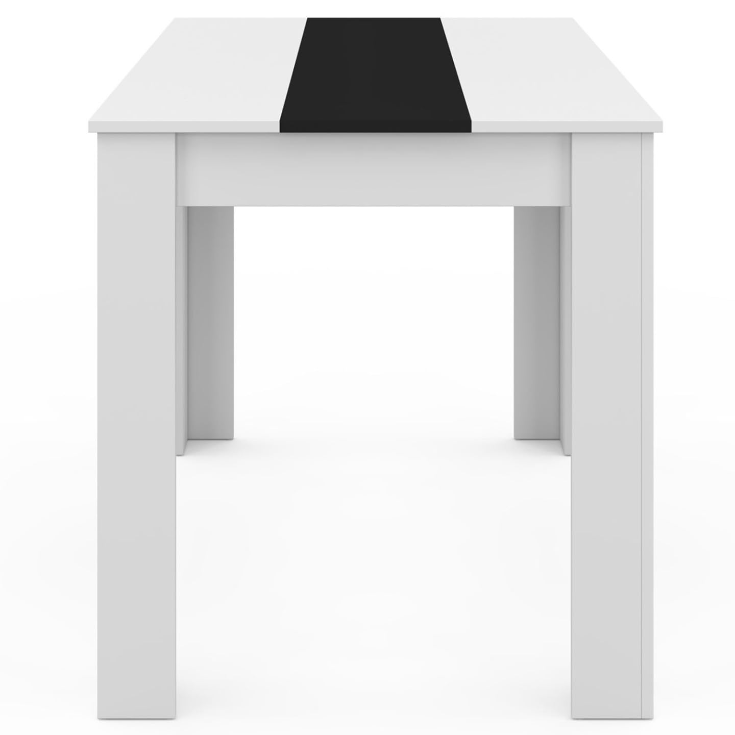 IDMarket ROZY - Mesa de comedor rectangular para 6 personas, 110 cm, color blanco y negro