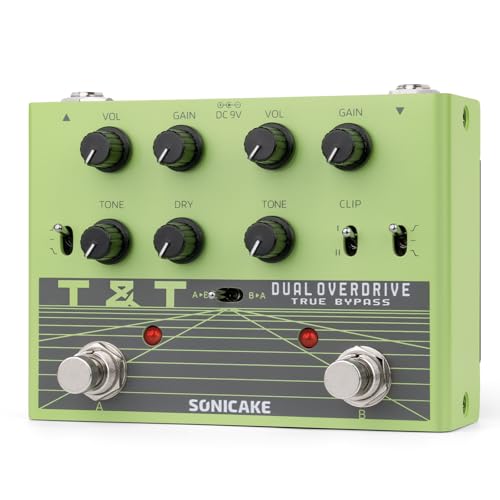 Image of SONICAKE QDS-07 Dual Channel Overdrive Pedal, 2-in-1 TS Guitar Effects Pedal with 3 EQ Modes - High-frequency Boost, Original Output, Low-frequency Boost, Pure Analog Circuit, True Bypass T&T