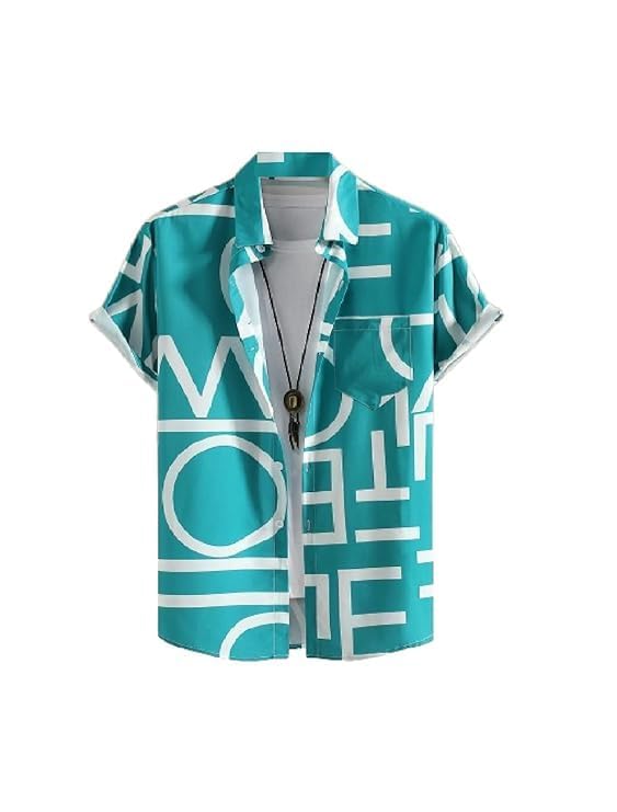 Image of Men's Striped Slim Fit Half Sleeves Stratchable Printed Shirt