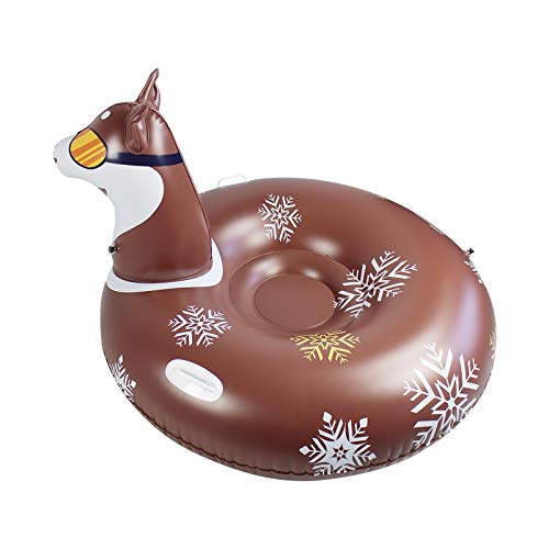 Giant Bear Snow Tube, Inflatable Snow Sleds for Snow Kids Adults Winter Snow Tube with Frontrest 0.6mm Thick Heavy Duty Sledding Float River Ride Tube Sledding Float, 46inch (Multicolor)