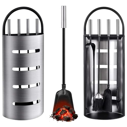 Amagabeli Set de 5 Accessoires de Cheminée en Acier Inoxydable, 65.5cm | Garniture Lourde Anti-Rouille
