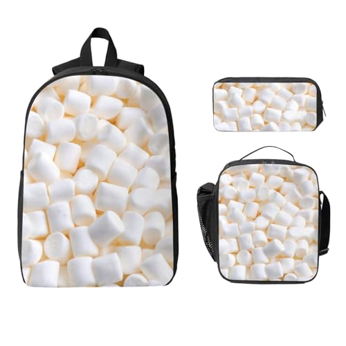 Marshmallow Backpack Combo (Backbag+ Lunch Bag + Pen Bag) – Waterproof Oxford, Adjustable Straps, Minimalist Unisex Design2