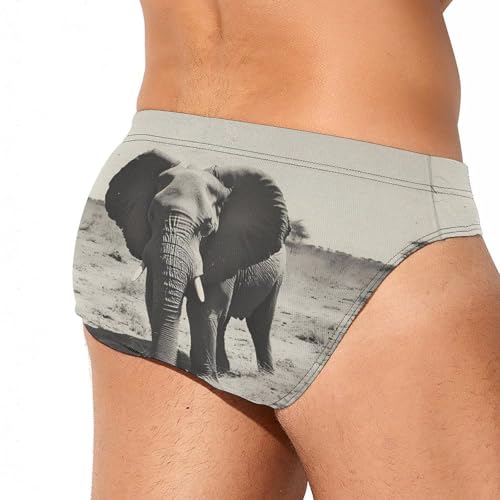 Vintage Elephant Mens Swim Briefs Quick Dry Triangle Trunks Swimsuit Swimming Bikini Swimwear3