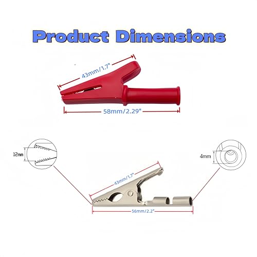 Image of 10PCS 30A Insulated Alligator Clips Crocodile Clamps Nickel Plated Copper Electric Circuit Test Testing 4mm Standard Banana Plug Connectio (Black+Red) Gytovvvz