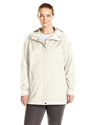 Columbia Women's Plus Splash A Little Rain Jacket, Sea Salt Dotty Dye Print, 1X
