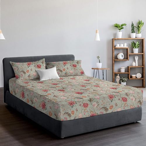 Cotton Comfort Bedding 3PCS Double Duvet Cover Set, 100% Egyptian Cotton, 400 Thread Count, Floral Printed Double Bedding Set with Pillowcase