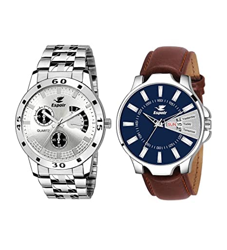 Emmanuel Day and Date Functioning Best Combo Strip and Chain Analog Watch - for Men (Pack of 2) (B0C6GK69GV) Amazon Price History, Amazon Price Tracker