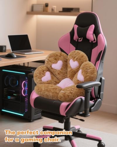 Image of MOONBEEKI Cat Paw Cushion, Comfy Chair Kawaii Plush Seat Cushions Shape Lazy Pillow for Gamer 28 inchx 24 inch Cozy Floor Cute Girl Worker Gift, Dining Room Bedroom Decorate (Creamy Yellow)