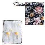 Breast Pump Bag Wet Bag - Pump Bag with Floral Pattern Wet Dry Bag for Breast Pump Parts Pumping Bag Size is 13' by 11' Pump Bag for Breast Pump with Staging Mat and Removable Waterproof Insert