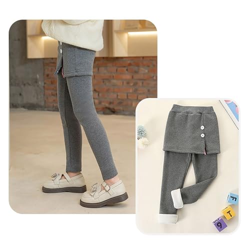 Kids Girls Pantskirt Little Girl Footless Leggings with Skirt Pants Toddler Winter Fleece Lined Leggings Pants2