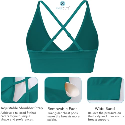 Image of Evercute Women's Sports Bras 3 /4 Pack Adjustable Deep V Neck Bras Wireless Spaghetti Strap Criss Cross Padded Low Support Bra