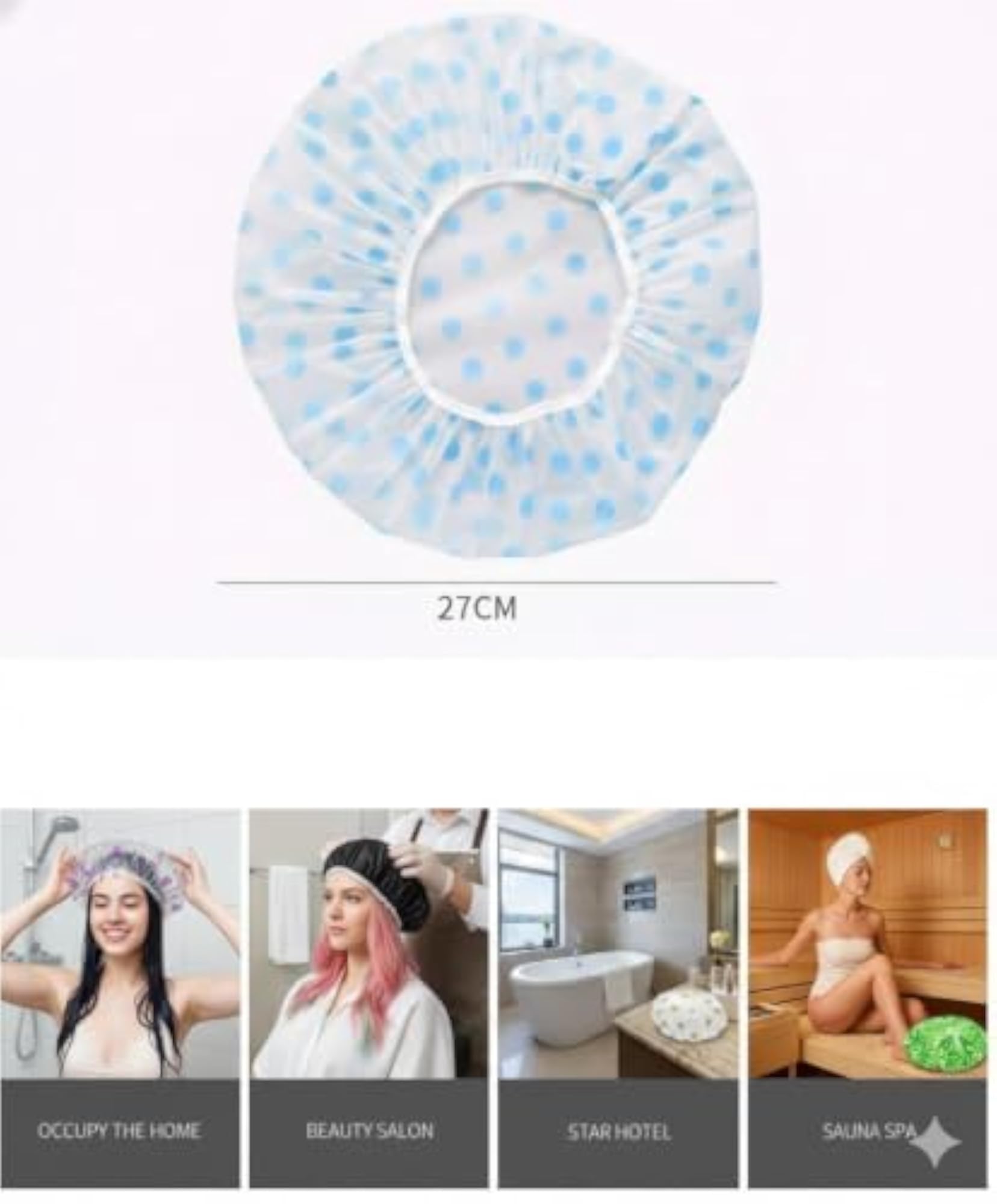 Shower Cap Set of 6, Reusable Waterproof Caps