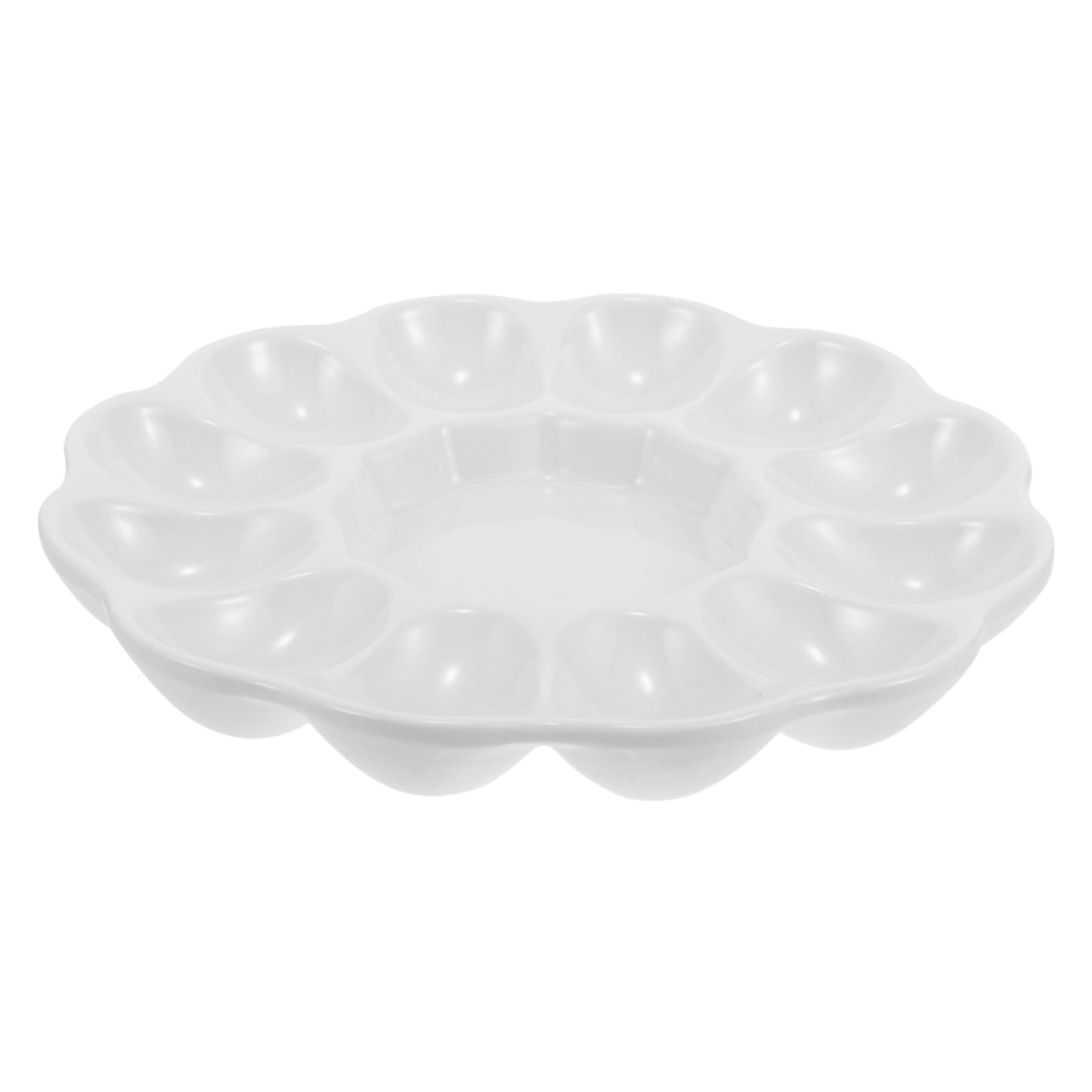 OKUMEYR Easter Egg Tray Easter Dinnerware Easter Tableware Thanksgiving Tableware Birthday Party Plates Egg Plates for Deviled Eggs Egg Platter Seafood Mustard Ceramics Arrangement White