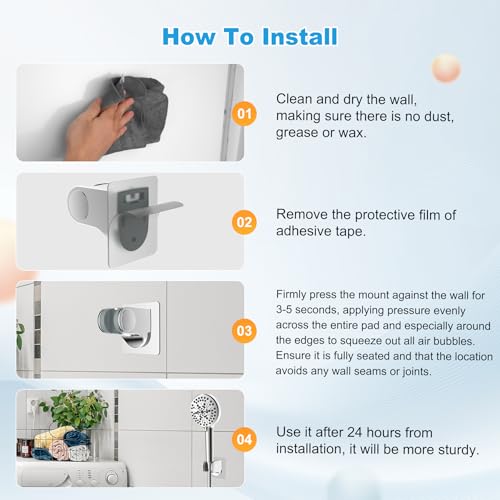 Hibbent Shower Head Holder, Strong Adhesive Handheld Showerhead Bracket - image 7