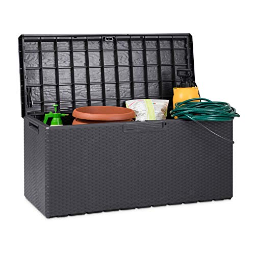 Toomax Z175E097 Portofino Weather Resistant Heavy Duty 90 Gallon Novel Resin Outdoor Storage Deck Box W/Lockable Lid & 450 Pound Weight Capacity, Gray #TOP1