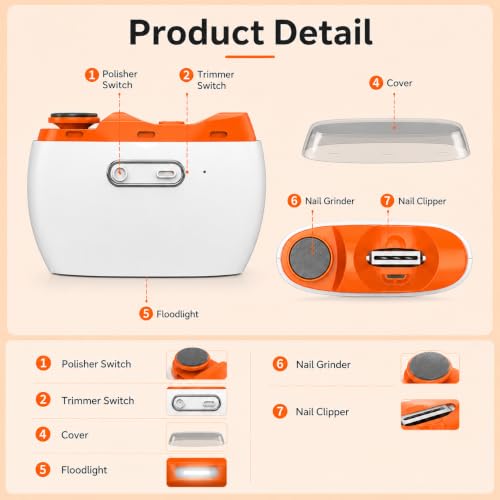Image of AJIGNA MART Electric Nail Clippers Upgraded 2 in 1 Automatic - with Polishing, Dust Storage & LED Light, Nail File Toenail Trimmer, Safe for Seniors, Adults, Kids & Baby, Gifts for Women Men Mom Baby Adult Senior,USB Rechargeable Light 3 Speeds File Nail Clip