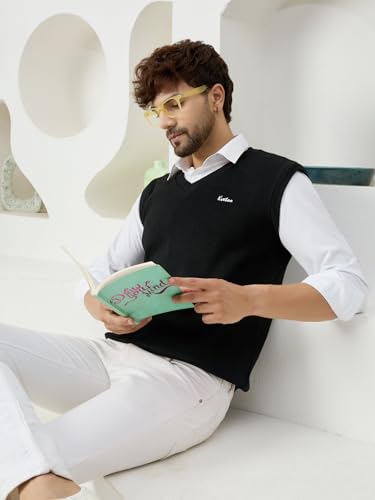 Image of Kvetoo V Neck Sleeveless Winter Wool Sweater for Men