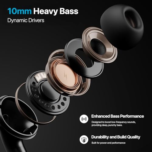 Image of Vaku Luxos SONAIR TWS Bluetooth 5.4 Earbuds | 60H Playtime | Touch Controls | Type-C Fast Charging | 10mm Driver | Voice Assistant | Deep Bass Wireless Earbuds with Charging Case- Black