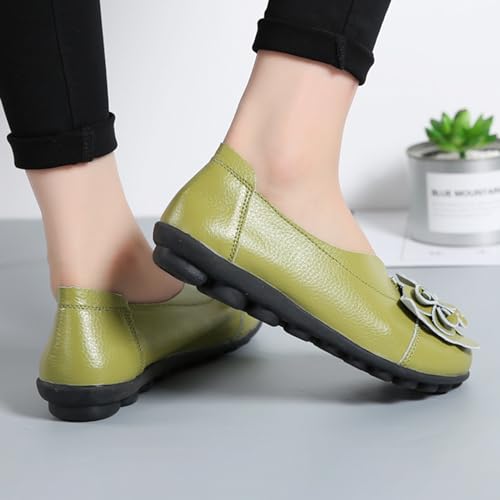 Image of MOYOWEI Women's Leather Slip On Loafers Colorful Flat Shoes