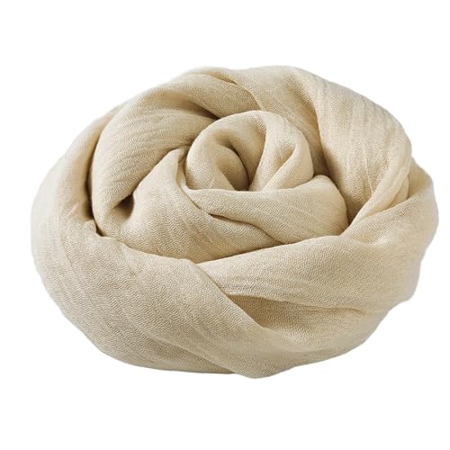 Women Lightweight-Summer-Scarf - Vintage Soft Linen Crinkle-shawl Solid Long Scarf Sun Protection Beach Wrap