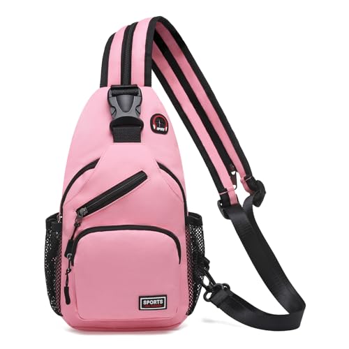 Image of Convertible Sling Bags for Women Men, Lightweight Crossbody Backpack Daypack Fit for 7.9 inch Tablet for Casual Travel Sport Hiking (Pink)