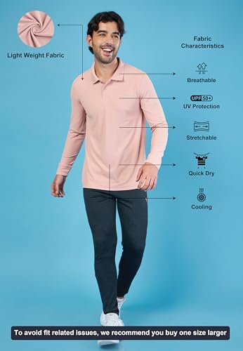 Image of TECHNOSPORT Mens Slim Fit Polyester Active Wear Collar Polo T-Shirt with Long Sleeves for Workout, Sports