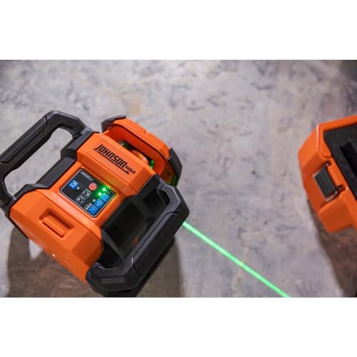 Image of Johnson Level & Tool JRT300-GNHV-K Self-Leveling Dual Slope Rotary Laser Kit with GreenBrite Technology, 4,000FT Range, Lithium Ion Batteries, Magnetic Target, Laser Detector, Remote Control