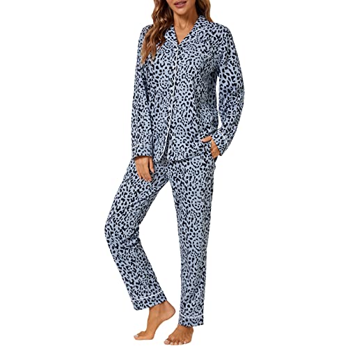 Image of Tugege Pajamas Set Long Sleeve Sleepwear Womens Button Down Nightwear Pj Sets