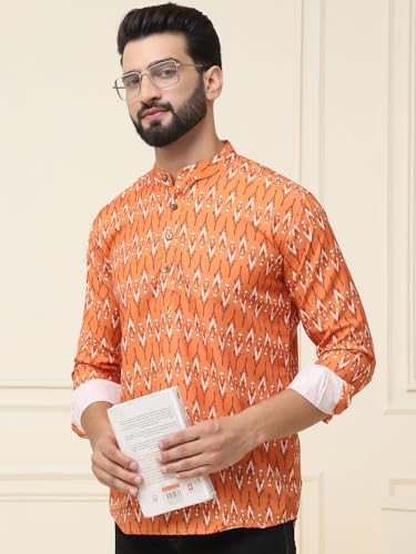 Image of SOJANYA (Since 1958, Men's Pure Cotton Printed ONLY Short Kurta