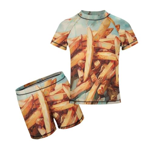 Pile of French FriesChildren's Casual Swimsuit Set - Simple and Versatile9-11Y（140cm）