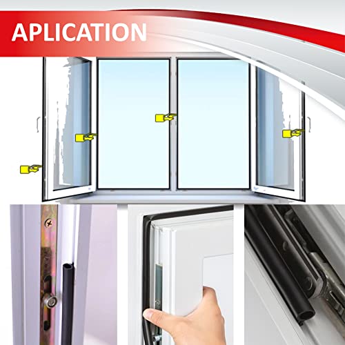 Rubber voor ramen S-1125 zwart, rubberen afdichting aluminium ramen, tochtstopper, schuifraam 50 meter, rubberen profiel aluminium ramen, pvc-afdichting, rubberen raamkristallen. - Afbeelding 6